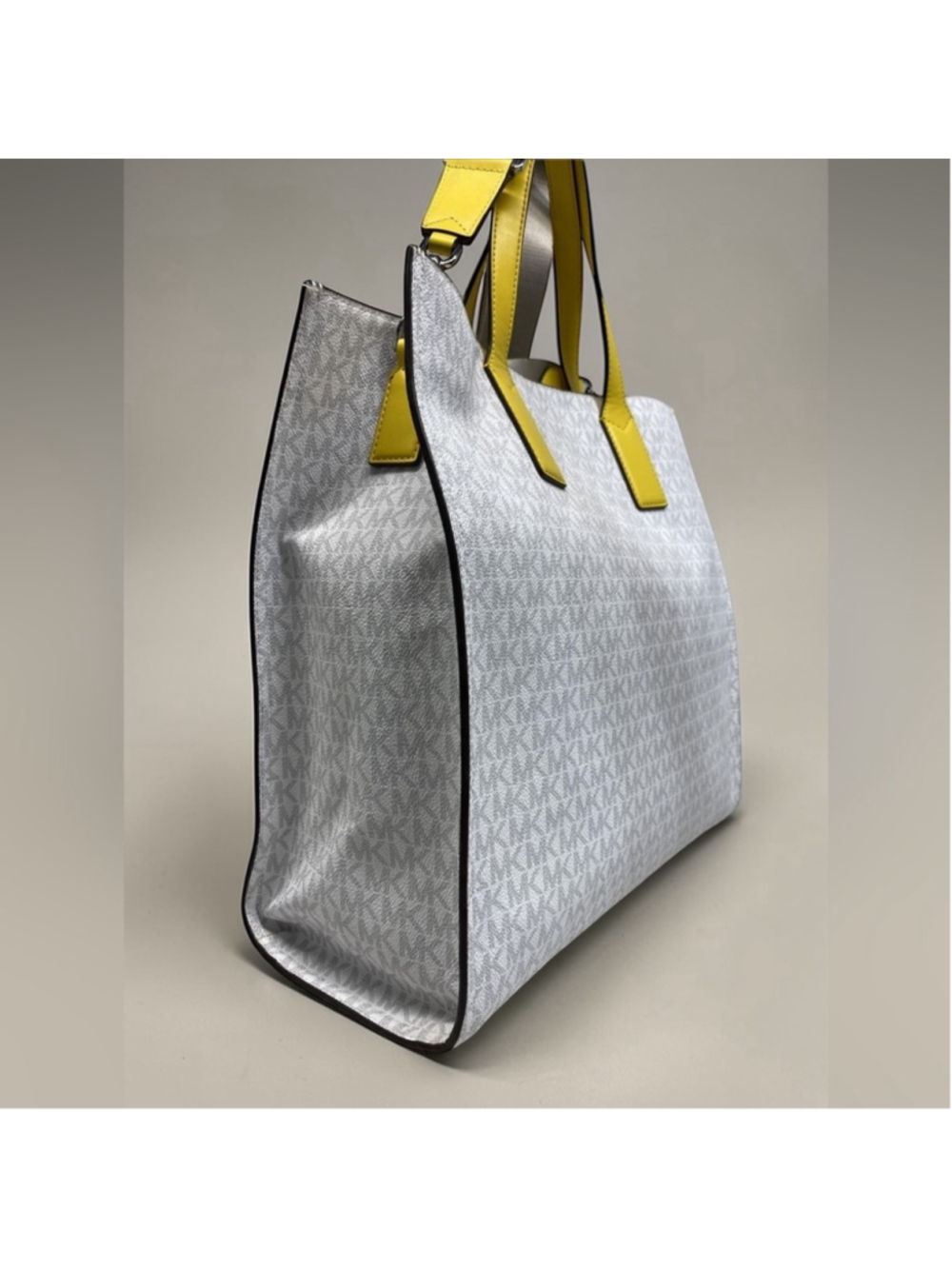 Michael Kors Kenly Large Signature Tote Bag White Yellow Citrus - Picture 5 of 10